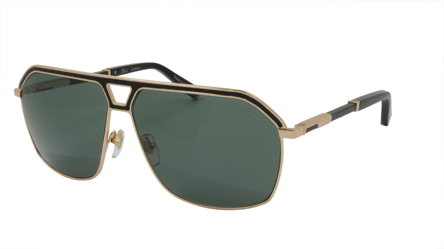 ZILLI Sunglasses Titanium Acetate Leather Polarized France Handmade ZI 65049 C01