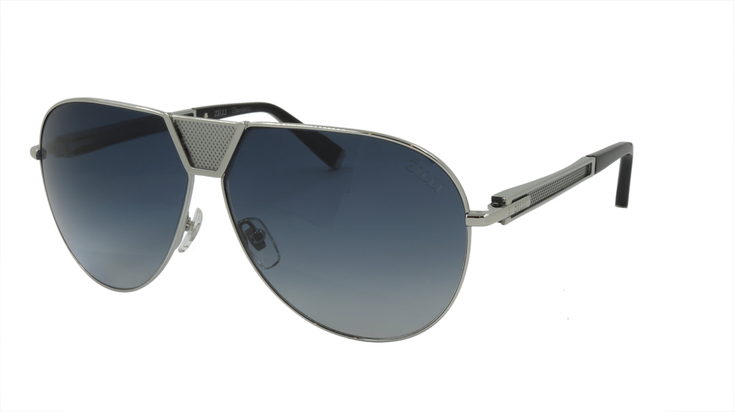 ZILLI Sunglasses Aviator Shaped in Silver and Black Titanium