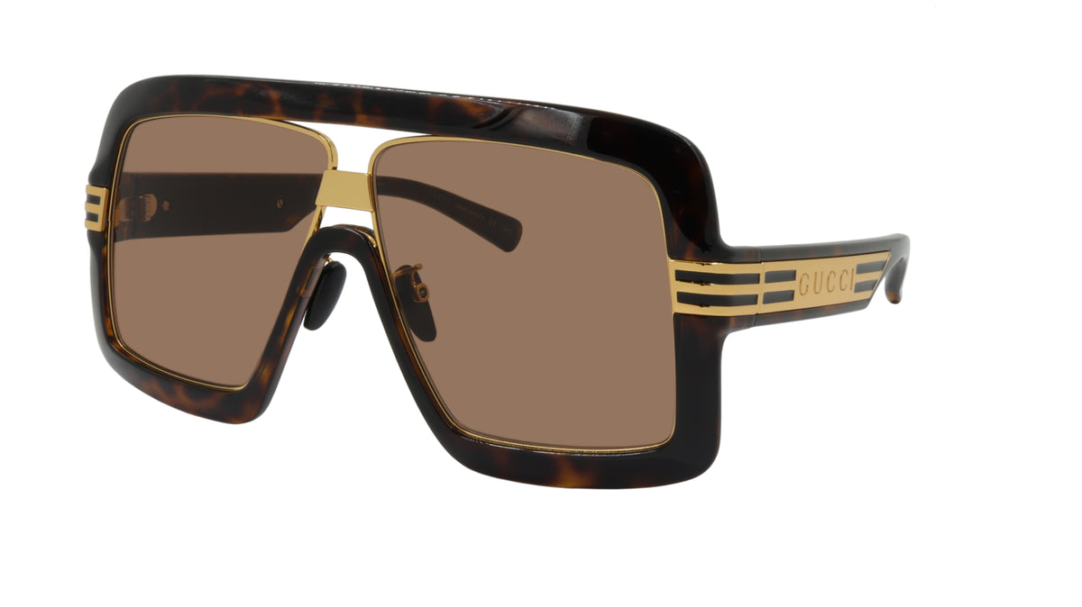 Gucci Sunglasses Oversized Square GG LOGO Brown Acetate Gold Wire Frames‎ NEW Gucci Sunglasses Oversized Frame in Brown and Gold – Frame Bay main image 2