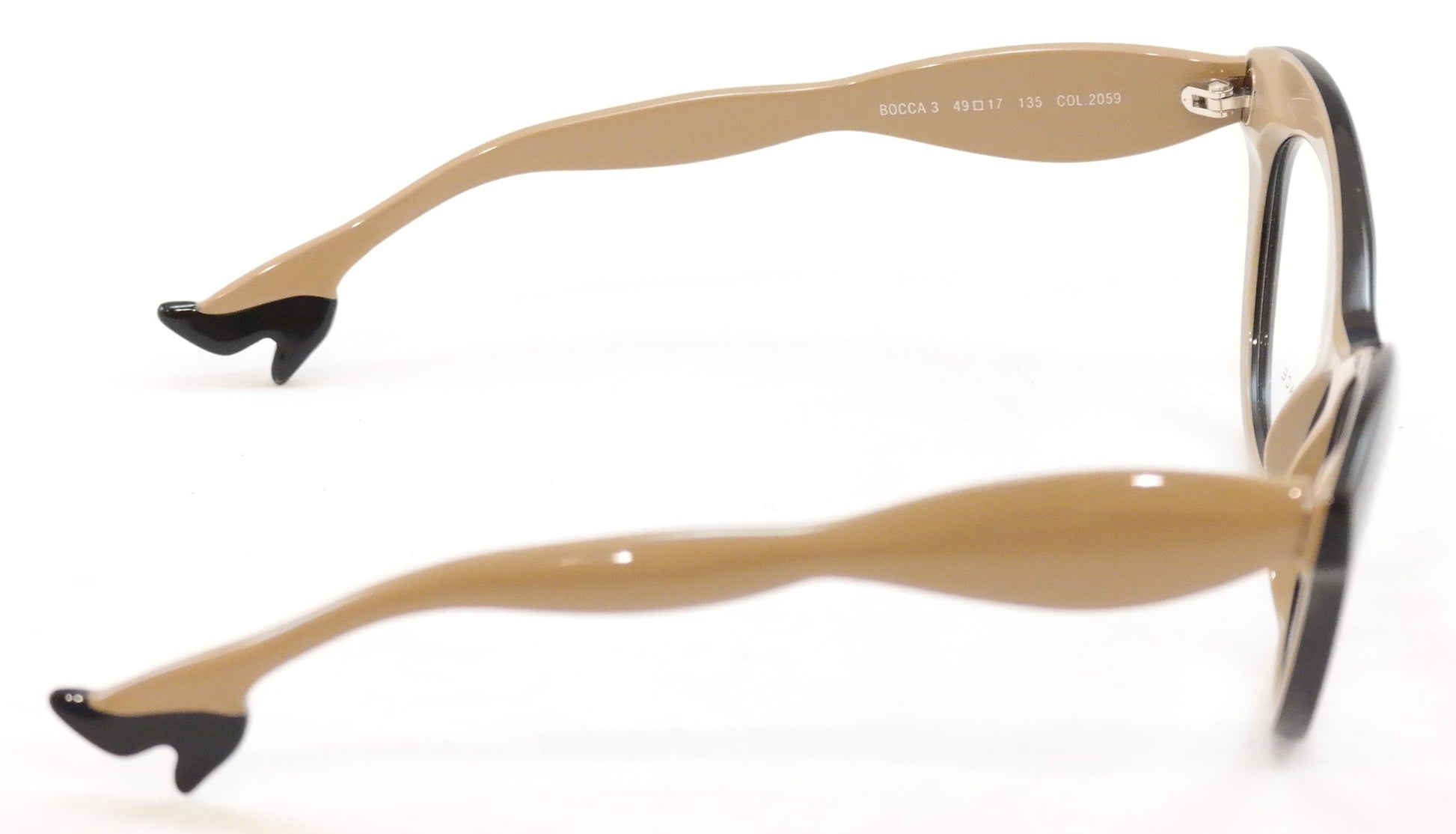 Face A Face Bocca 3 2059 Eyeglasses Black Cream Beige Italy Hand Made - Frame Bay