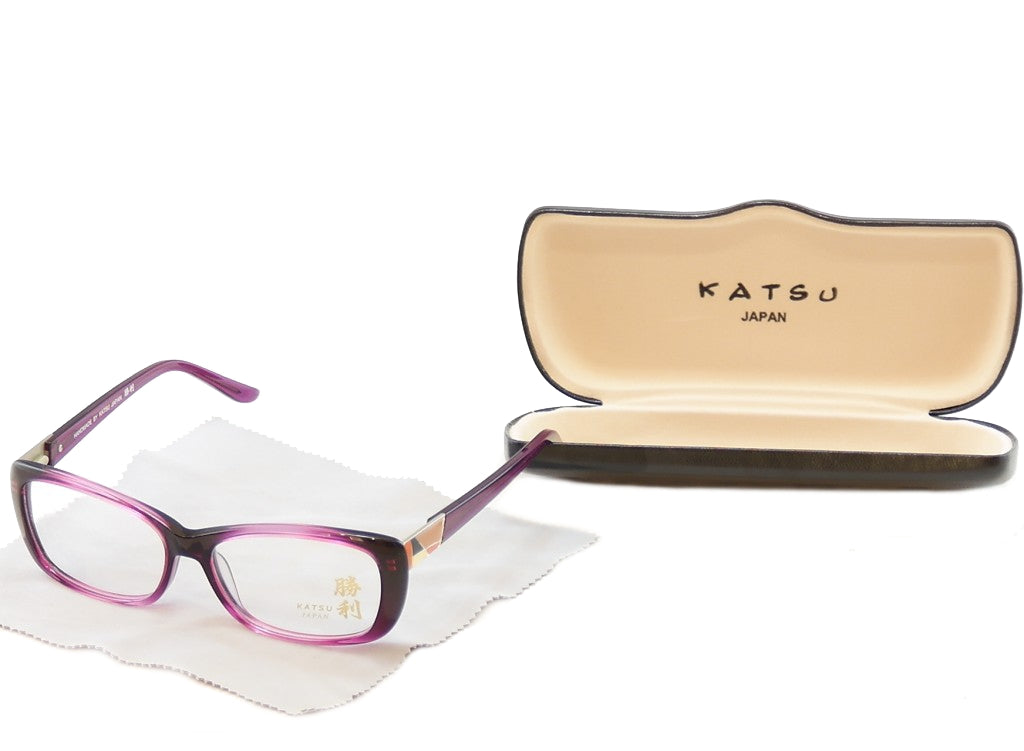 Katsu Eyeglasses Frame K8023 C2 Violet Plastic Japan Hand Made 54-15-135 - Frame Bay