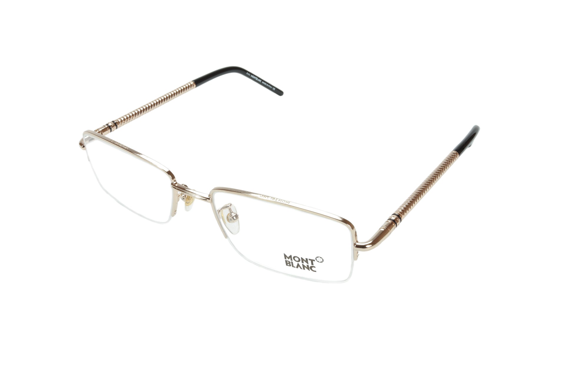 Mont Blanc Eyeglasses Frame MB440 028 Gold Black Metal Acetate Italy 55-19-135 - Frame Bay