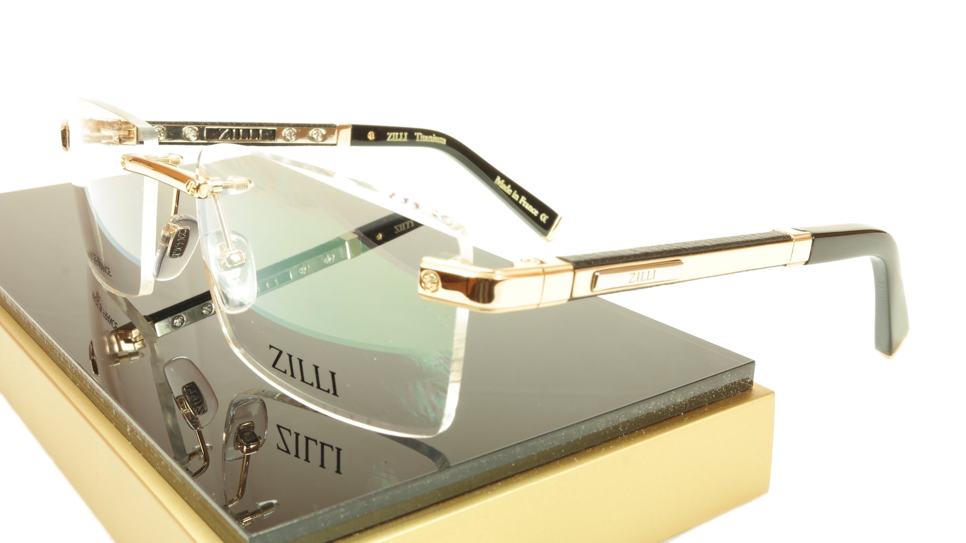 ZILLI Eyeglasses Frame Acetate Leather Titanium France Hand Made ZI 60012 C01 - Frame Bay