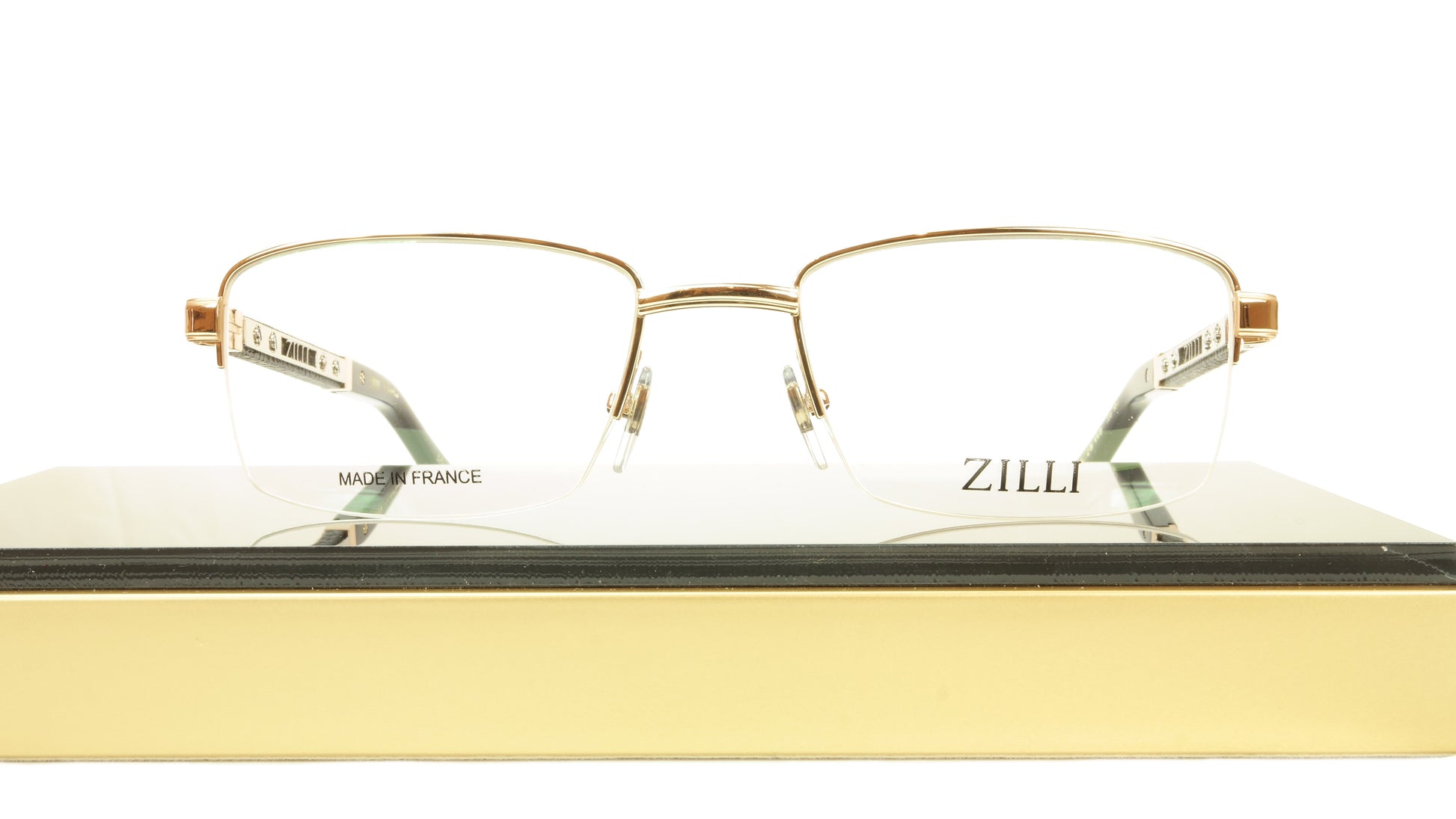 ZILLI Eyeglasses Frame Acetate Leather Titanium France Hand Made ZI 60014 C01 - Frame Bay