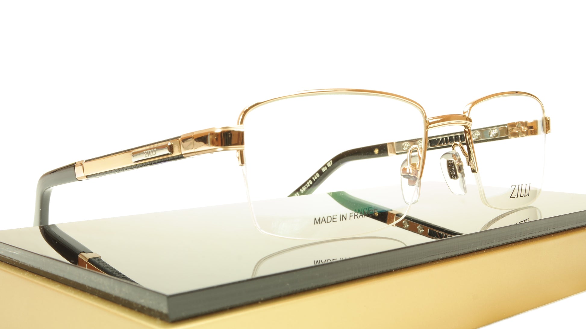 ZILLI Eyeglasses Frame Acetate Leather Titanium France Hand Made ZI 60014 C01 - Frame Bay