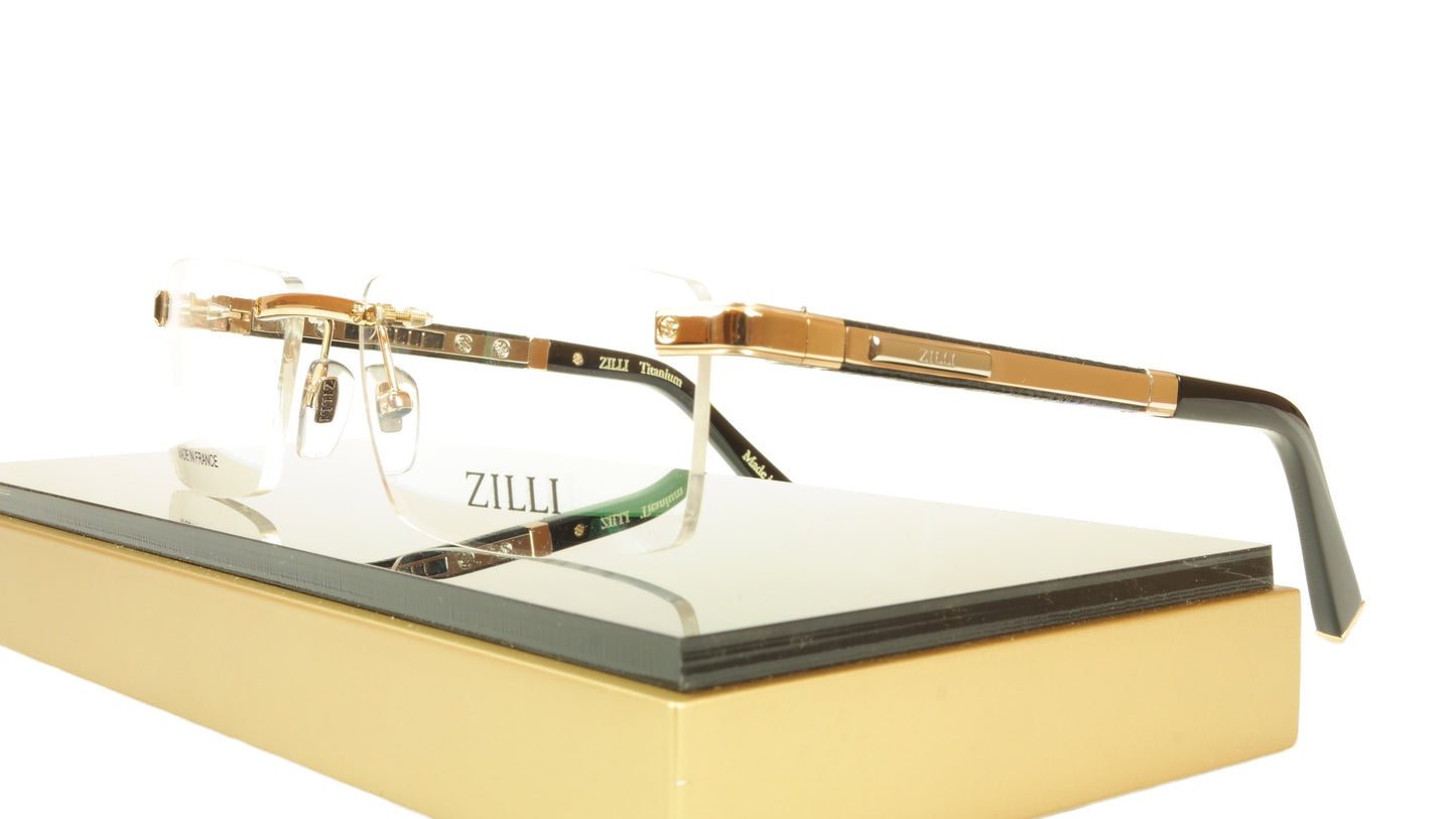 ZILLI Eyeglasses Frame Acetate Leather Titanium France Hand Made ZI 60013 C01 - Frame Bay
