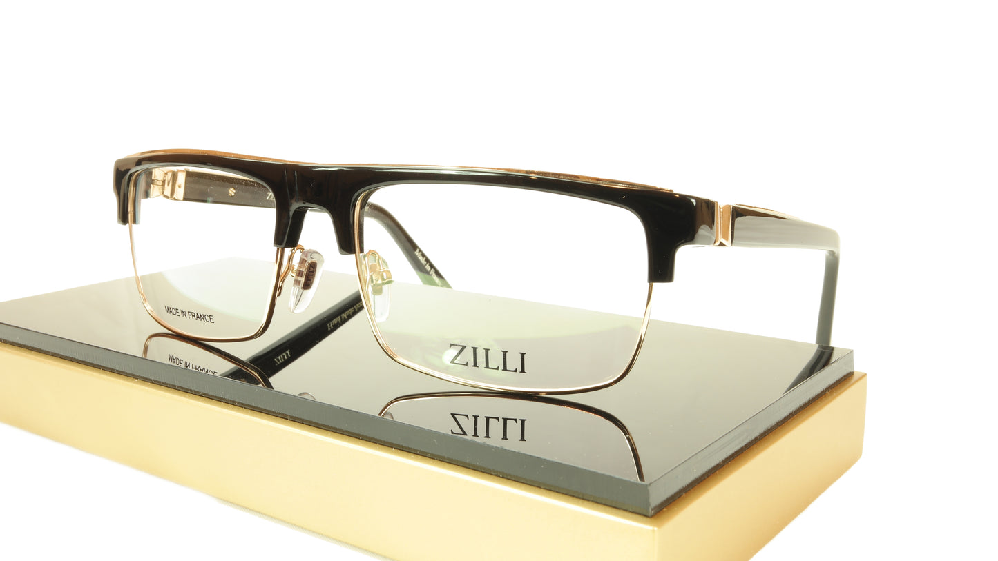 ZILLI Eyeglasses Frame Acetate Titanium Black Gold France Made ZI 60005 C01 - Frame Bay