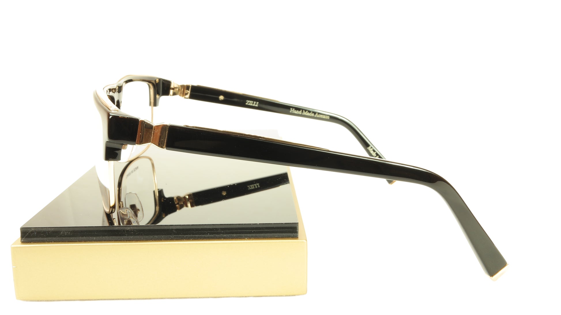 ZILLI Eyeglasses Frame Acetate Titanium Black Gold France Made ZI 60005 C01 - Frame Bay