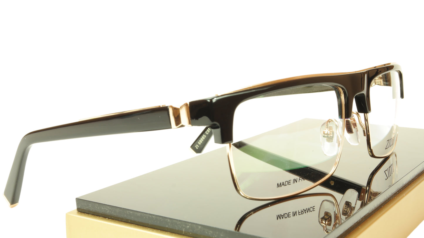 ZILLI Eyeglasses Frame Acetate Titanium Black Gold France Made ZI 60005 C01 - Frame Bay