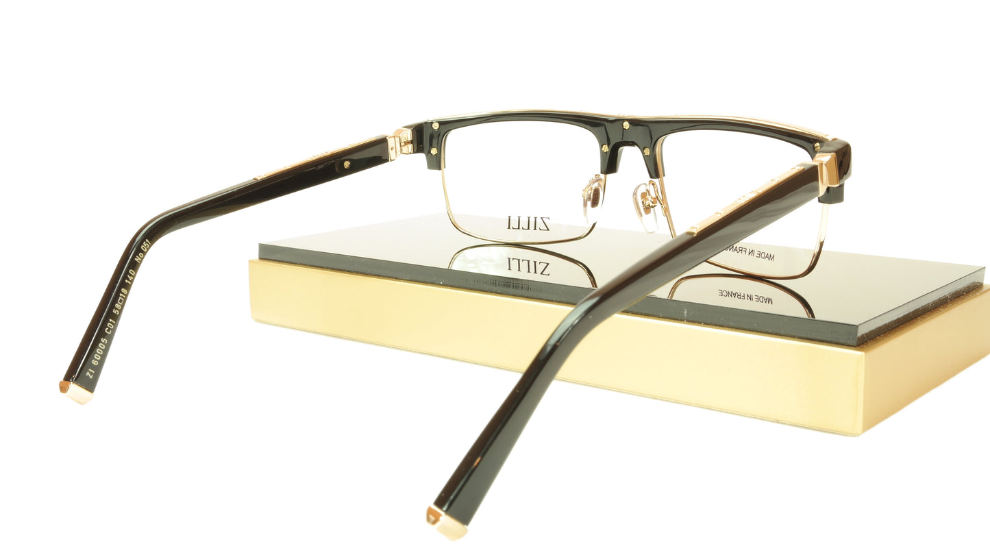 ZILLI Eyeglasses Frame Acetate Titanium Black Gold France Made ZI 60005 C01 - Frame Bay