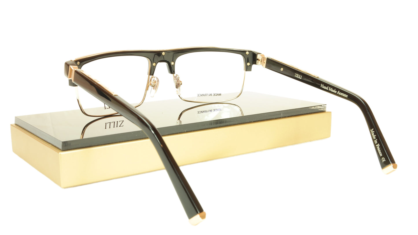 ZILLI Eyeglasses Frame Acetate Titanium Black Gold France Made ZI 60005 C01 - Frame Bay