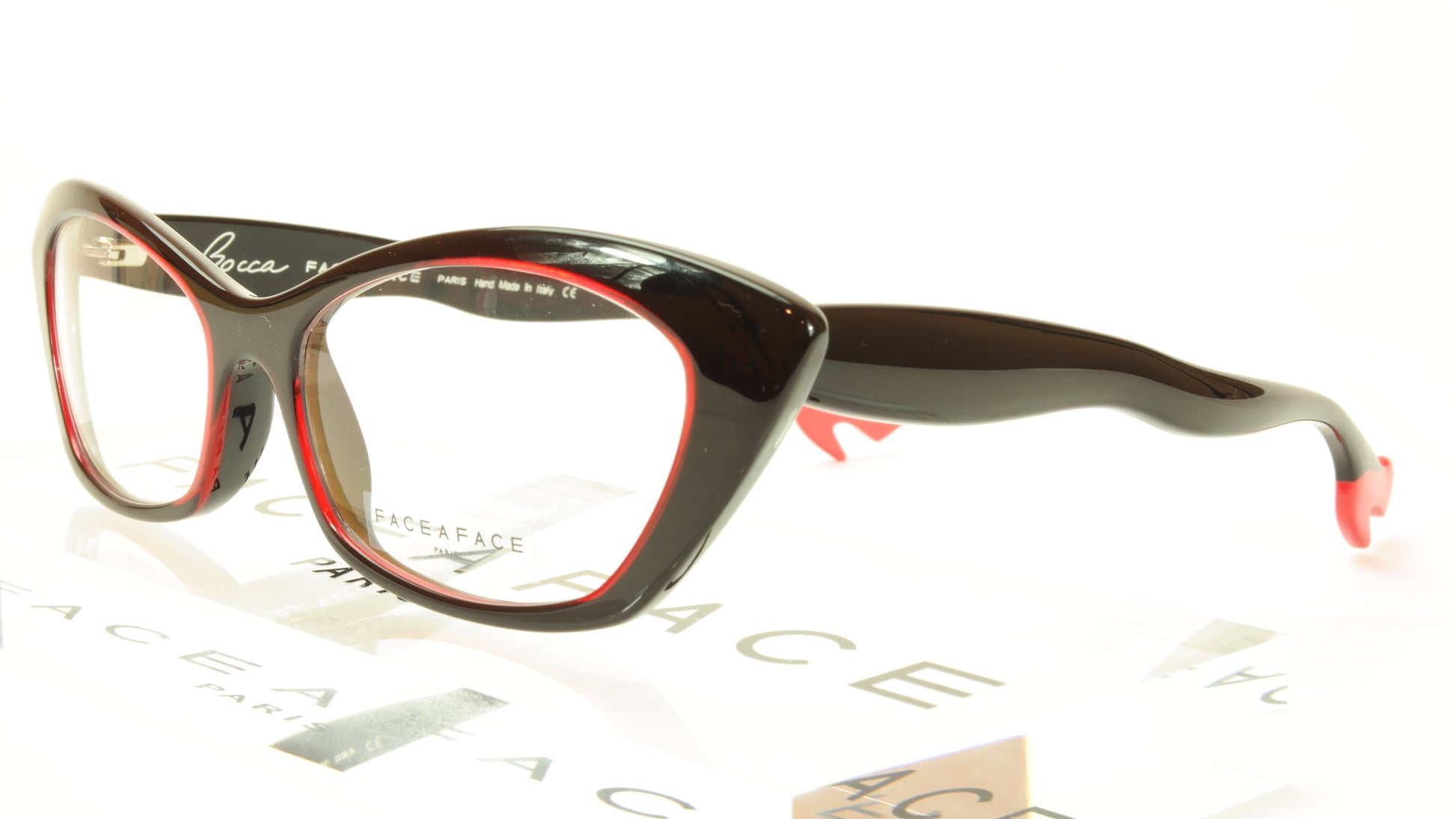 Face A Face Bocca Rock 2 Col. 400 Black Red Eyeglasses Italy Hand Made - Frame Bay