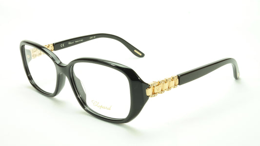 Chopard Eyeglasses Frame VCH 155S 0700 Acetate Black Gold Italy Made 53-15-135 - Frame Bay