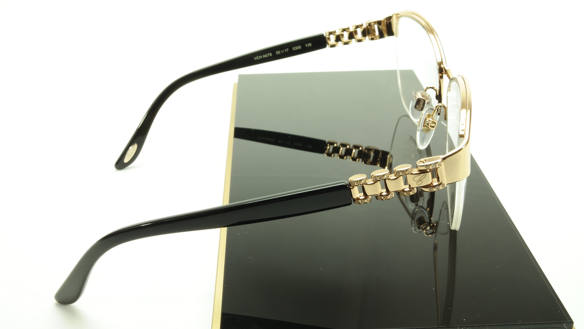 Chopard Eyeglasses Frame VCH A67S 0300 Acetate Black Gold Italy Made 5 ...
