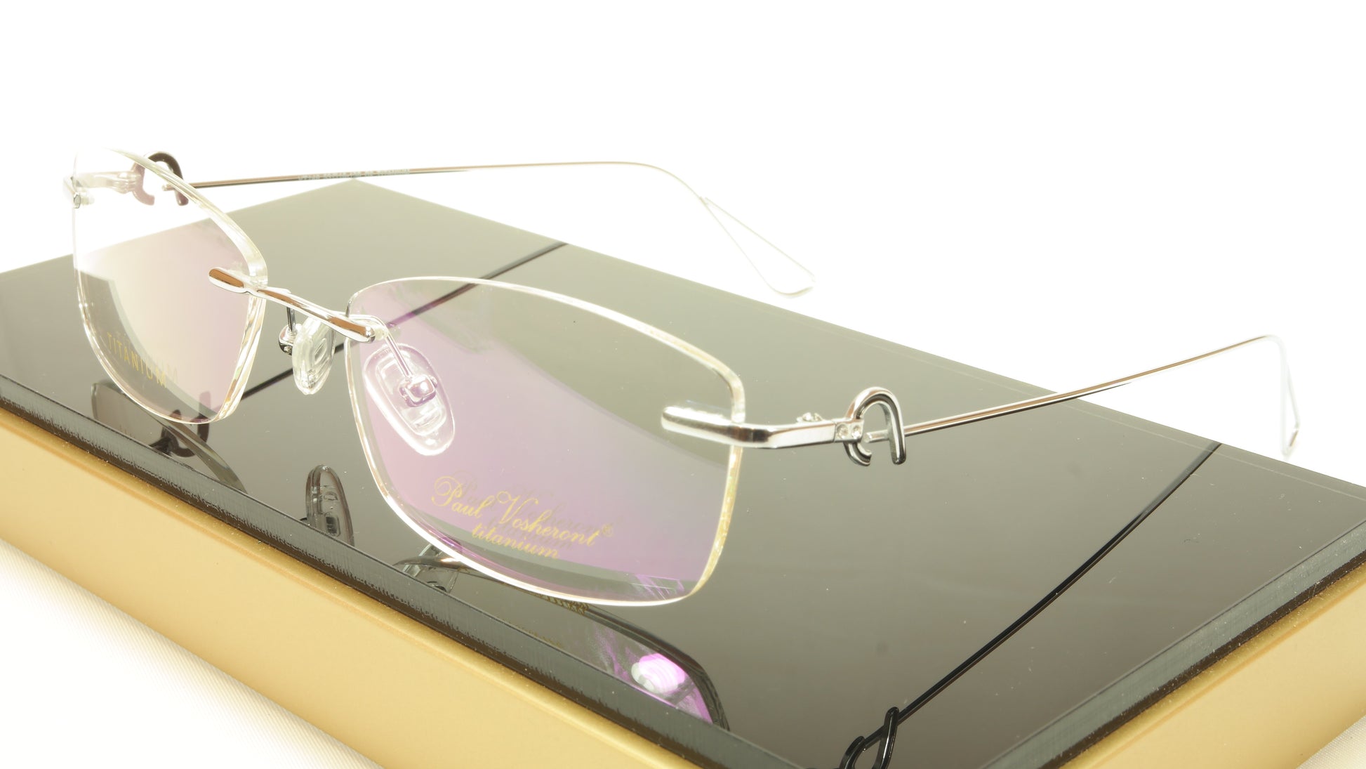 Paul Vosheront VT146 C2 Titanium Silver Rimless Eyeglasses Frame Italy - Frame Bay