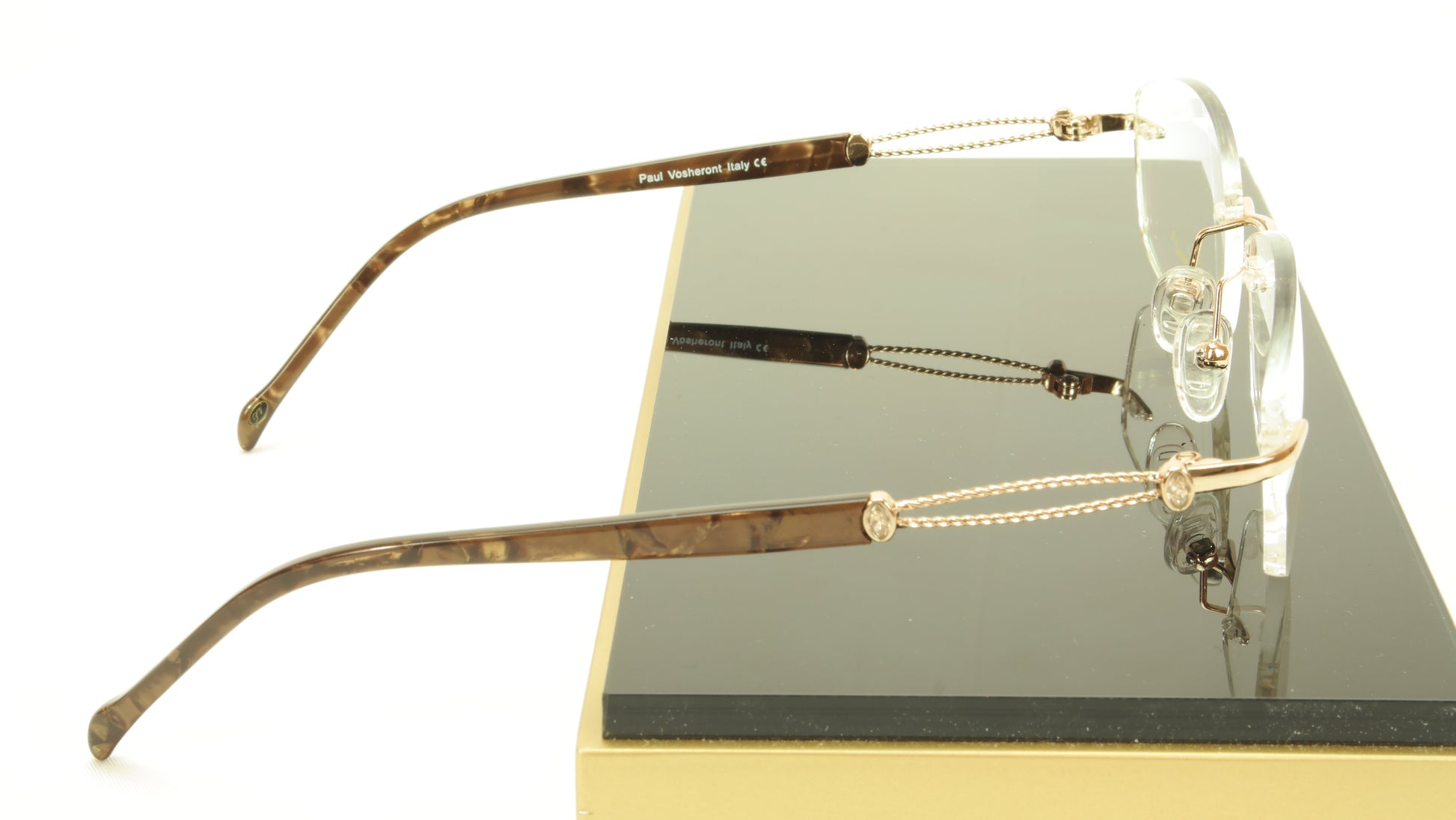 Paul Vosheront VT147 C1 Titanium Gold Rimless Eyeglasses Frame Italy - Frame Bay