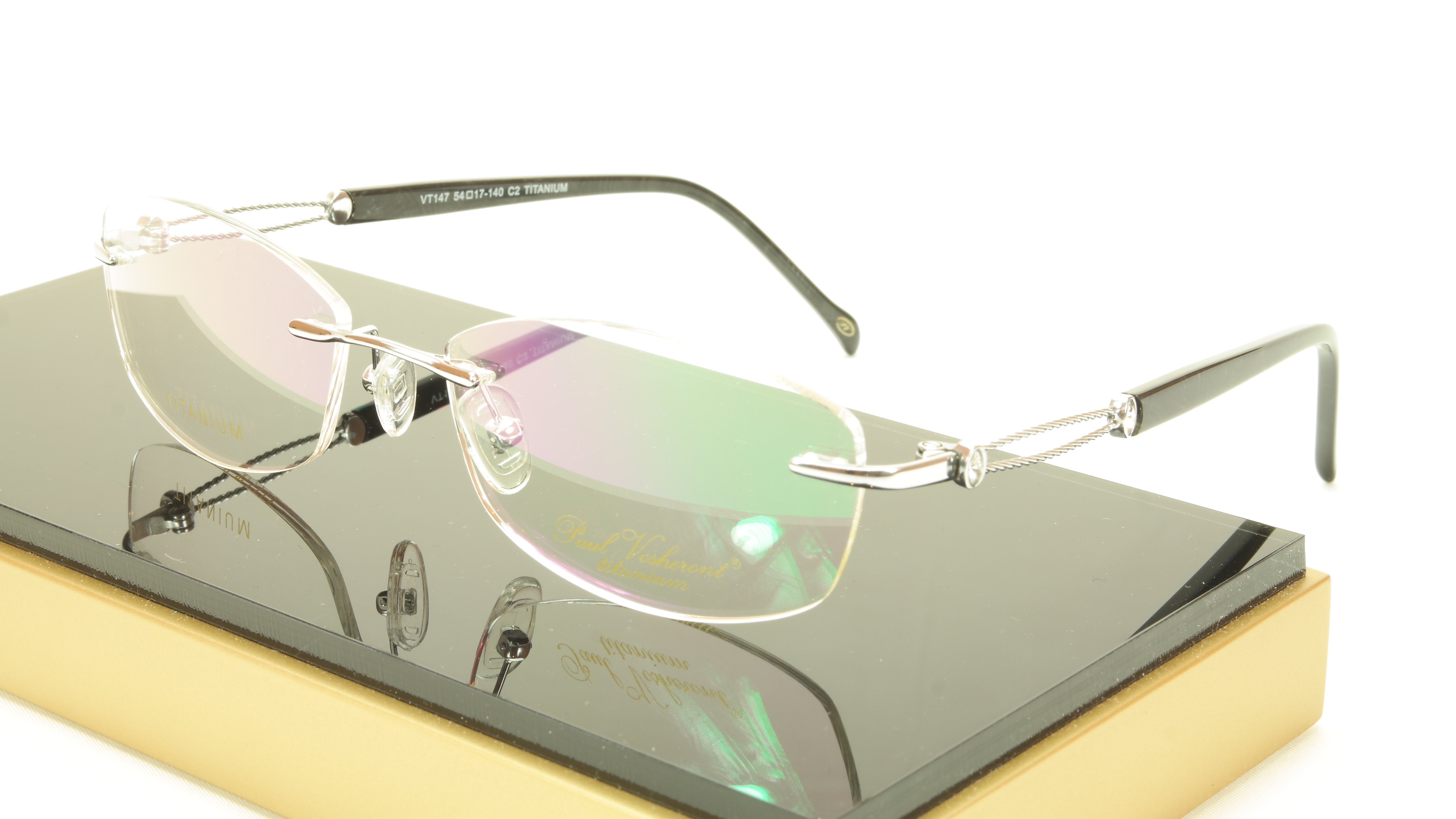 Paul Vosheront VT147 C2 Titanium Silver Rimless Eyeglasses Frame Italy ...