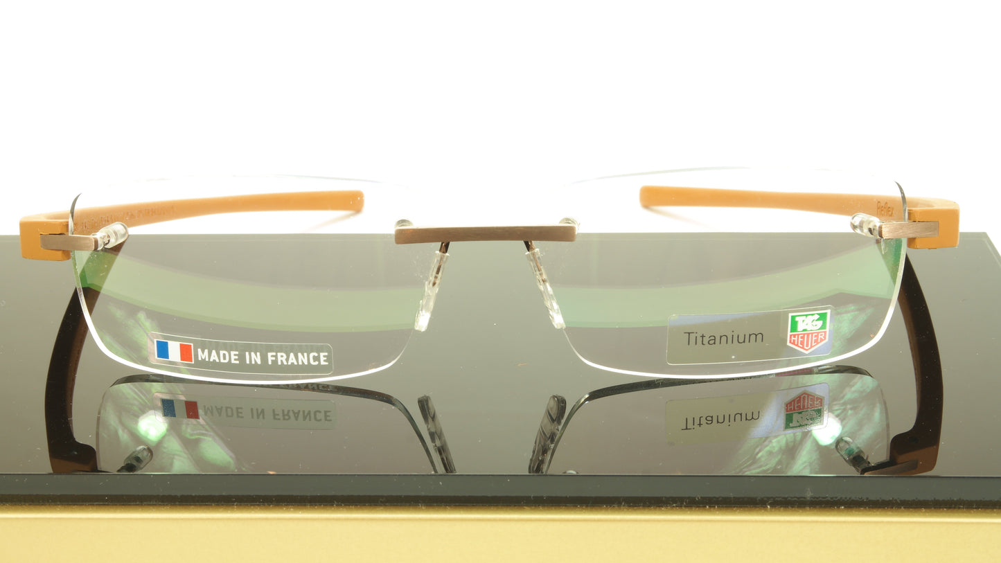 Tag Heuer Eyeglasses Frame Reflex 3943 007 Titanium Bronze Caramel 56-15-140, 31 - Frame Bay