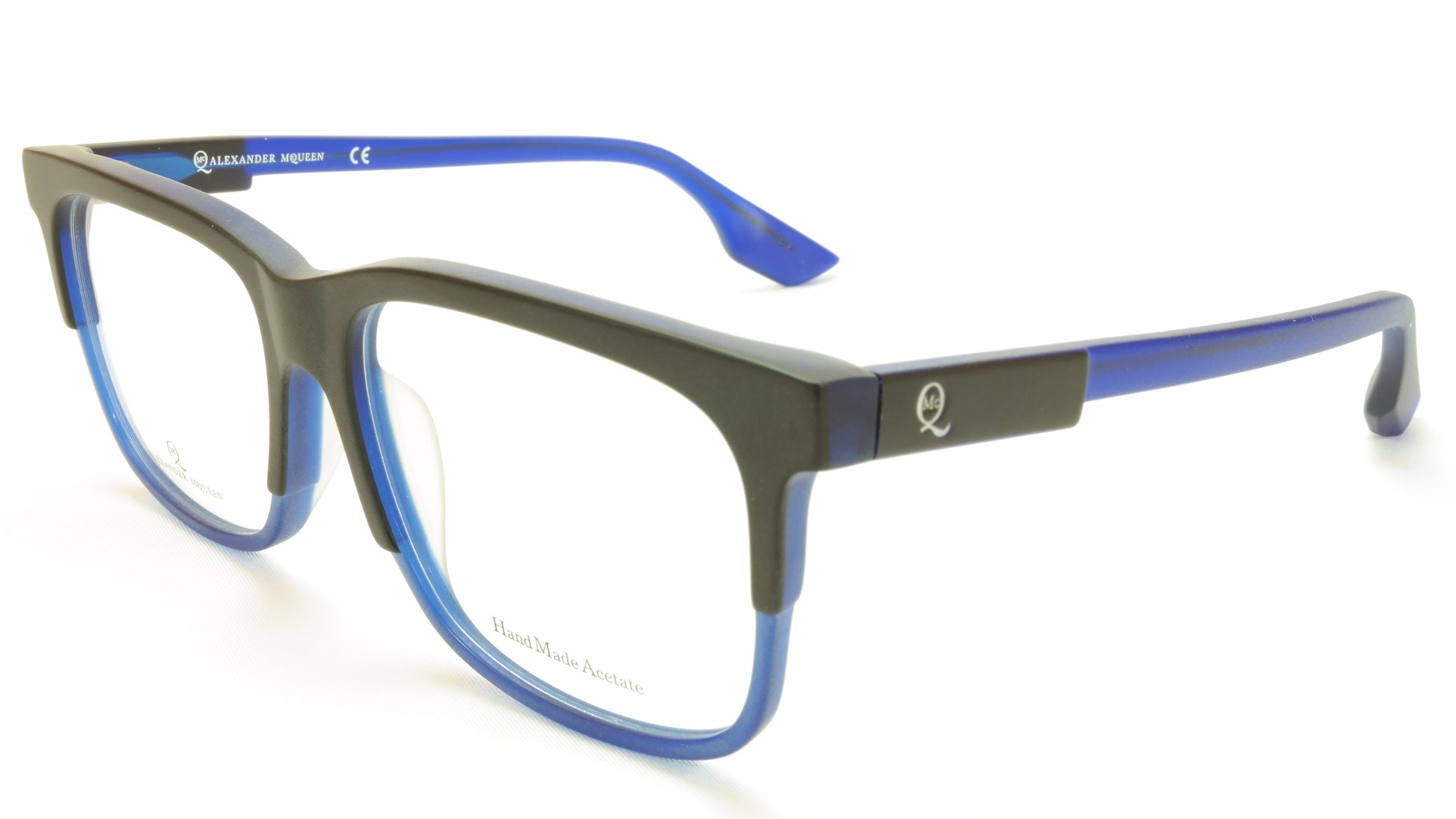 Alexander McQueen Eyeglasses Frame MCQ0055/F Black Blue Acetate Italy 55-15-145 - Frame Bay