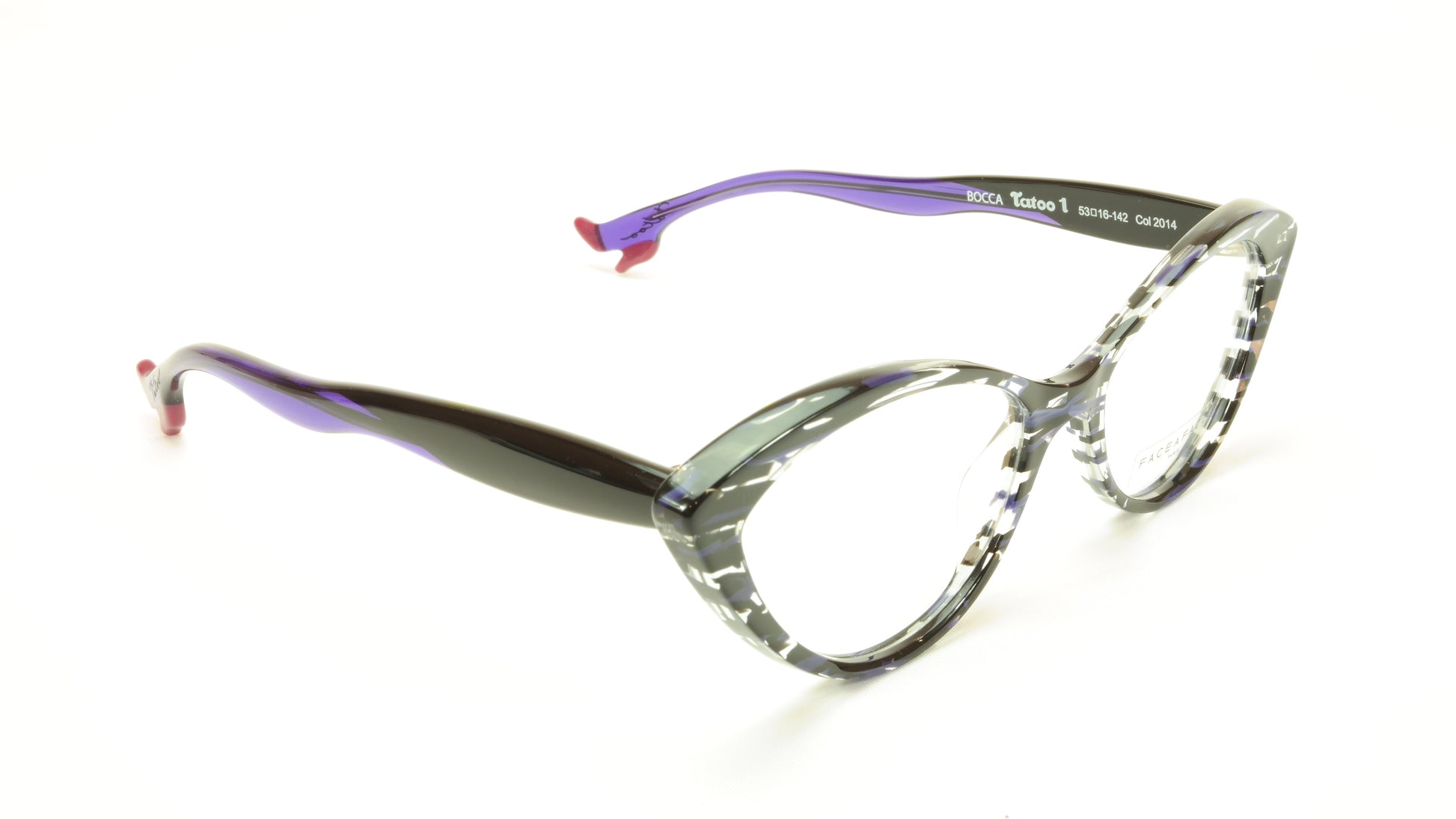 Face A Face Bocca Tatoo 1 Col. 2014 Lines and Blue Light Eyeglasses Italy Made - Frame Bay