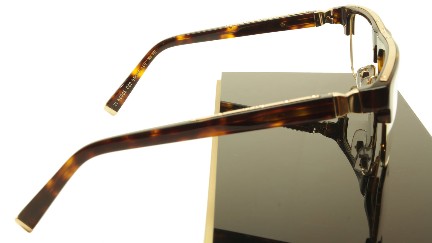 ZILLI Eyeglasses Frame Acetate Titanium Brown Gold France Made ZI 60005 C02 - Frame Bay