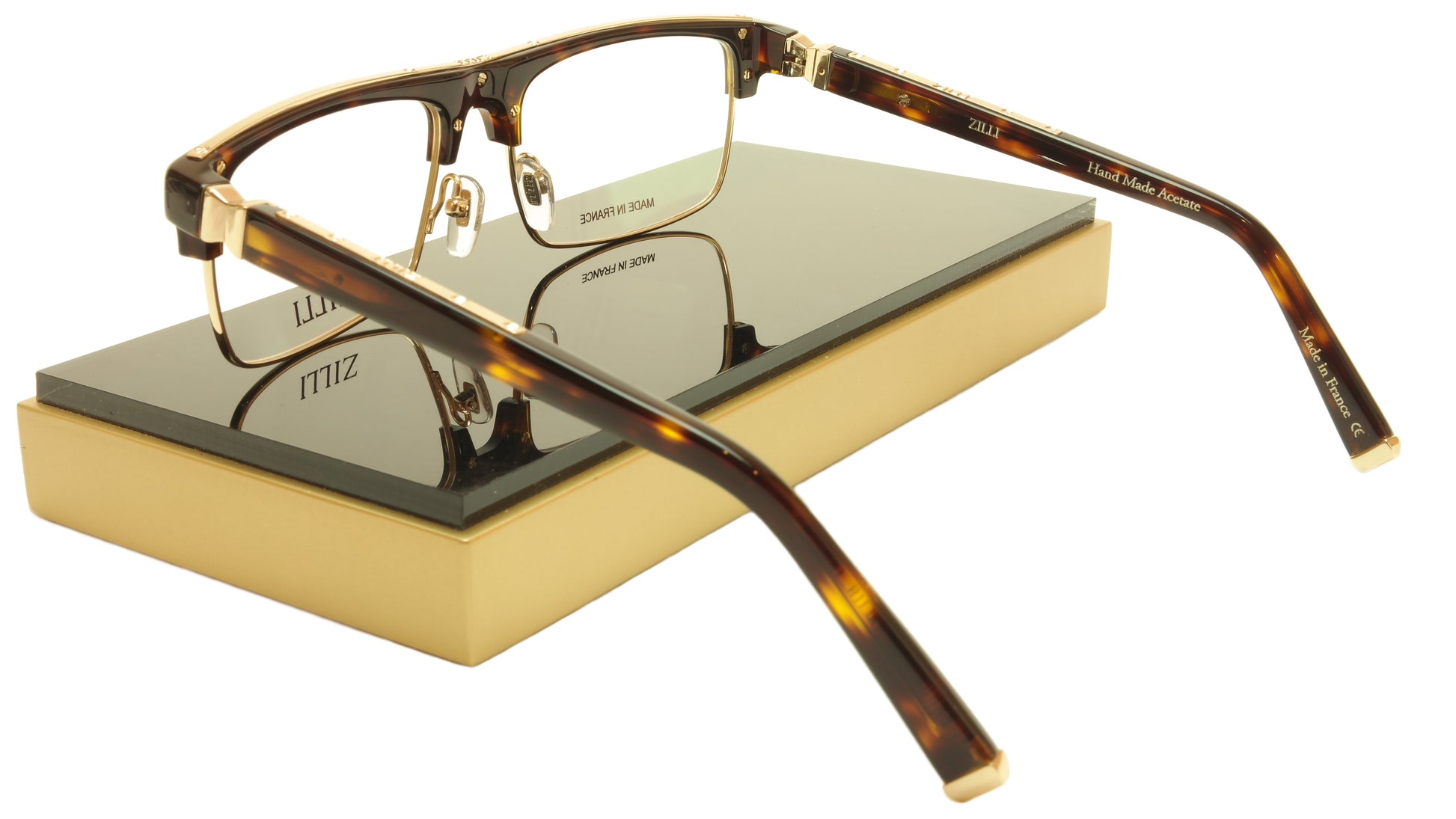 ZILLI Eyeglasses Frame Acetate Titanium Brown Gold France Made ZI 60005 C02 - Frame Bay