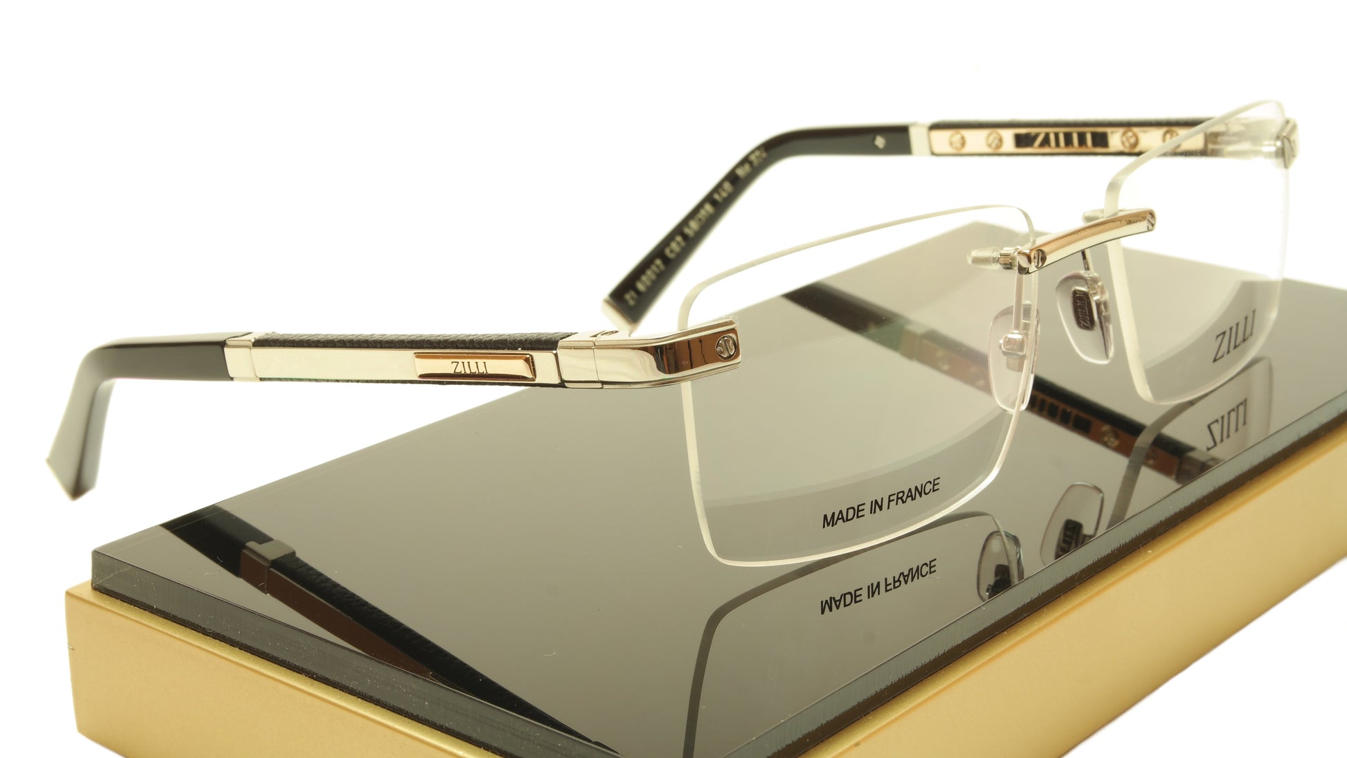ZILLI Eyeglasses Frame Acetate Leather Titanium France Hand Made ZI 60012 C02 - Frame Bay