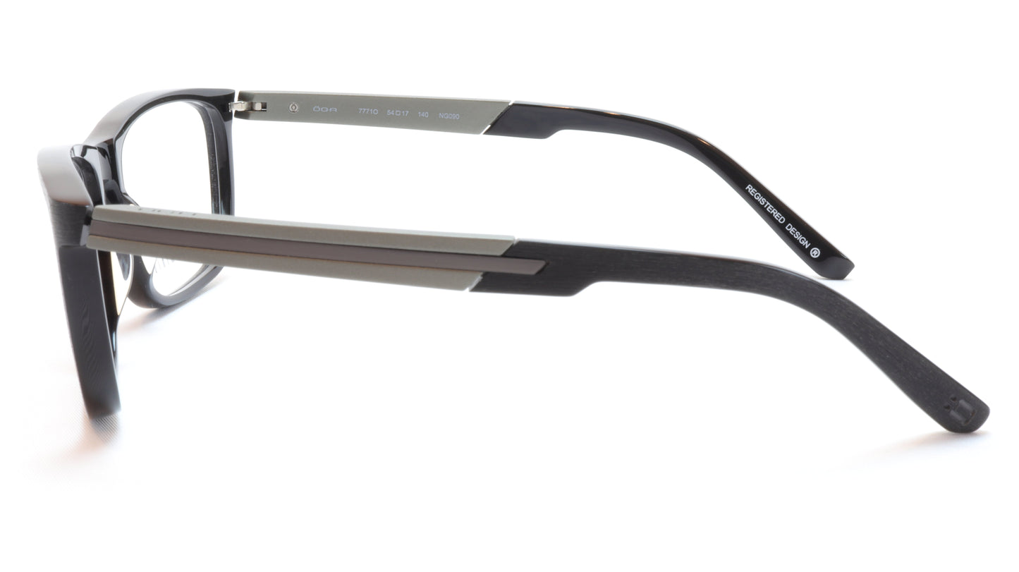 OGA Morel Eyeglasses Frame 77710 NG090 Acetate Black Grey France 54-17-140, 37 - Frame Bay